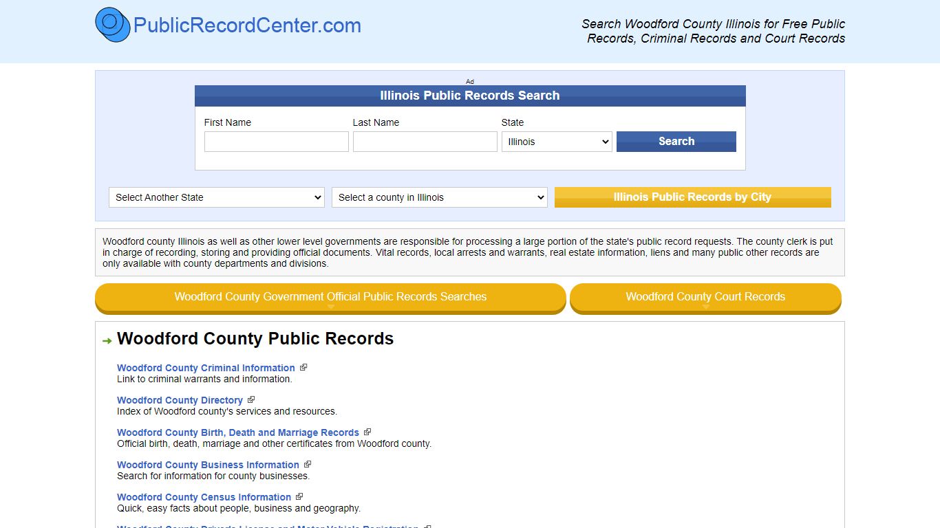 Woodford County Illinois Free Public Records - Court Records - Criminal ...