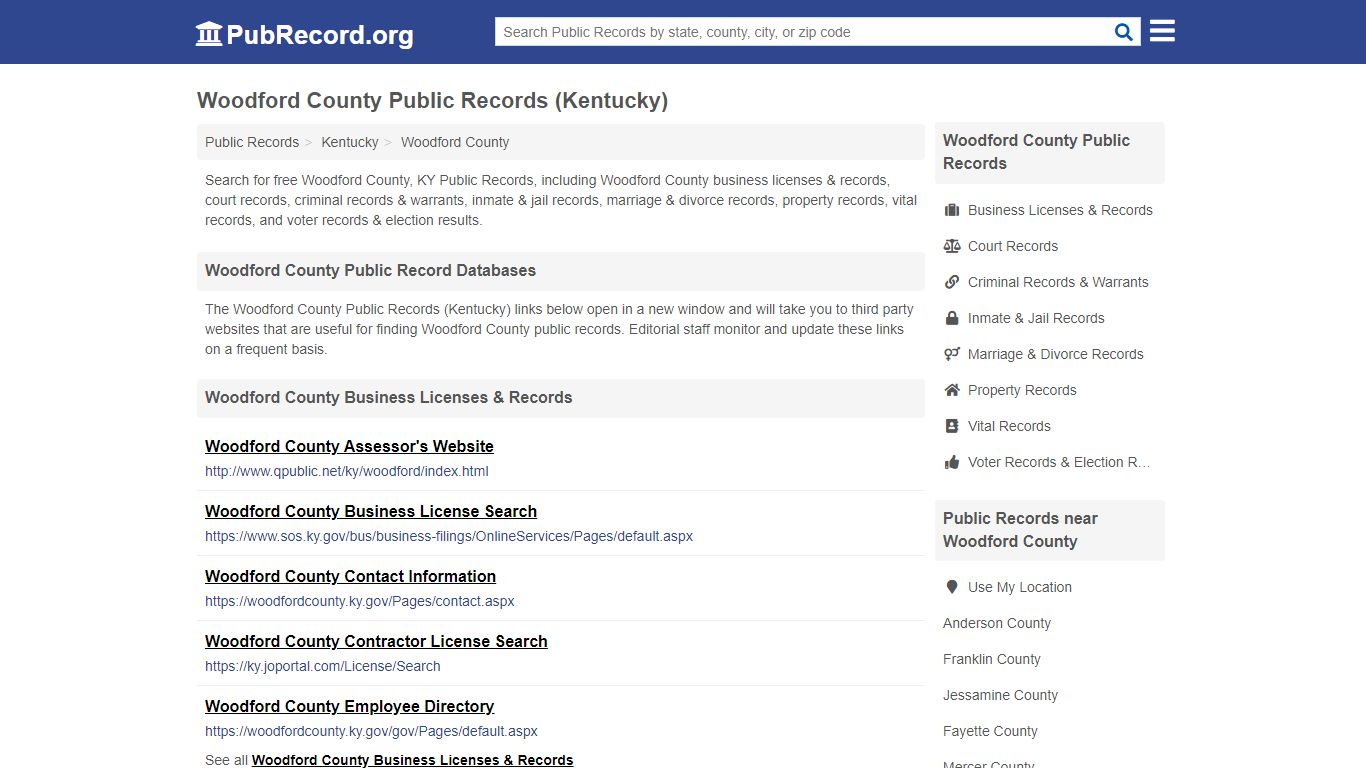 Woodford County Public Records (Kentucky) - PubRecord.org